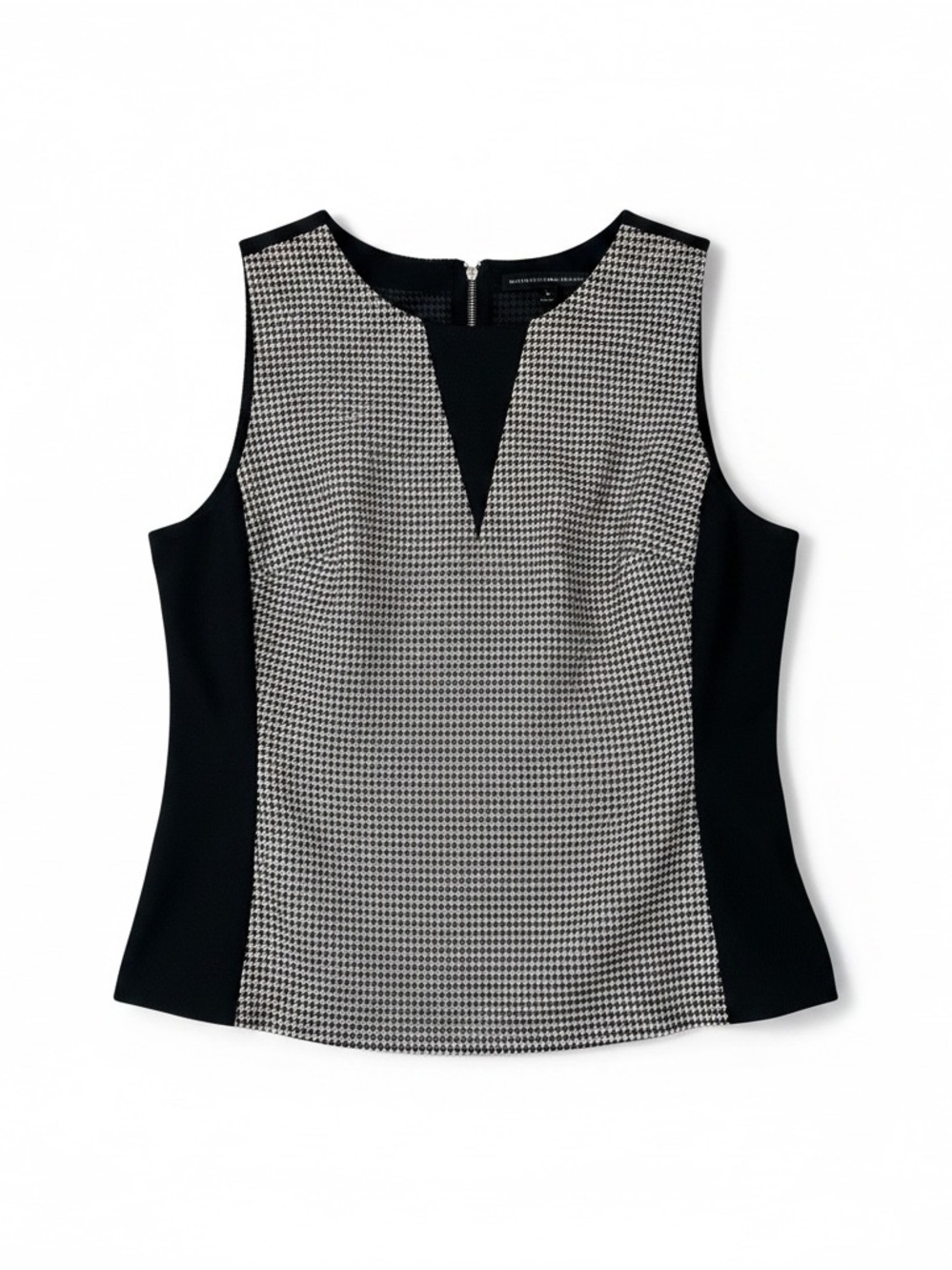 WHBM White House Black Market Houndstooth Sleeveless Top Size 12 EUC - Picture 4 of 12